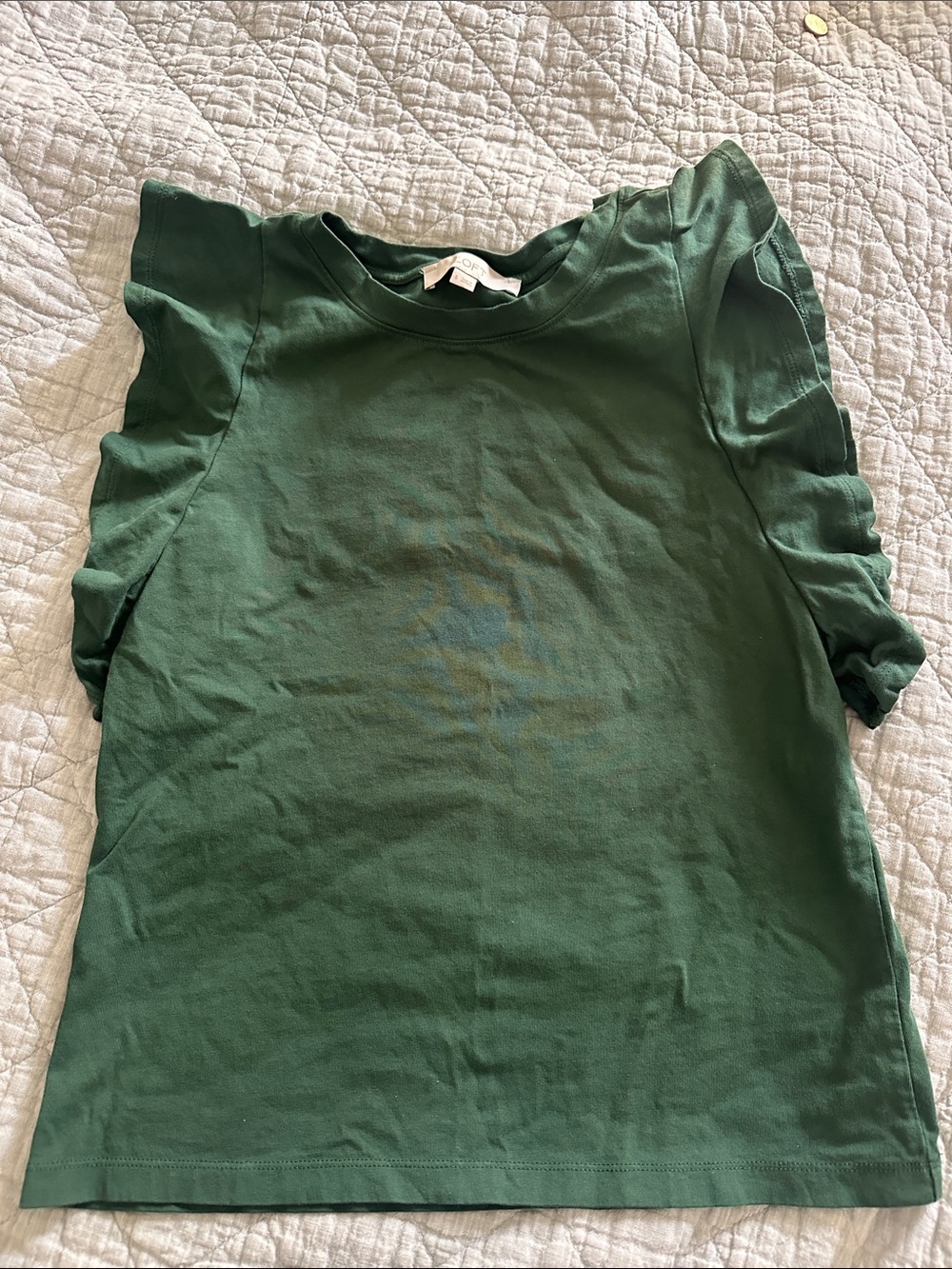 Loft Green ruffle sleeve top